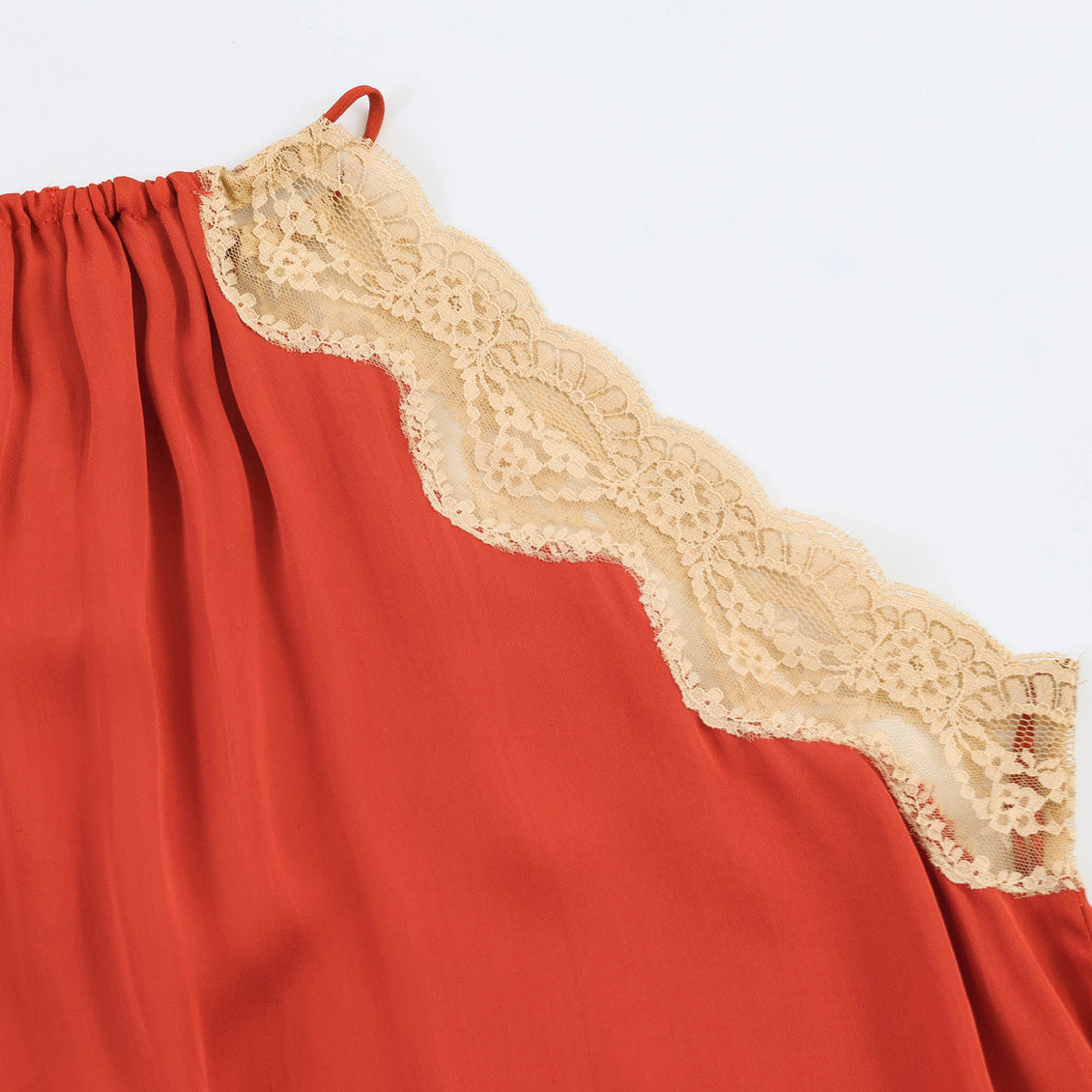 Hot girl lace patchwork neck top