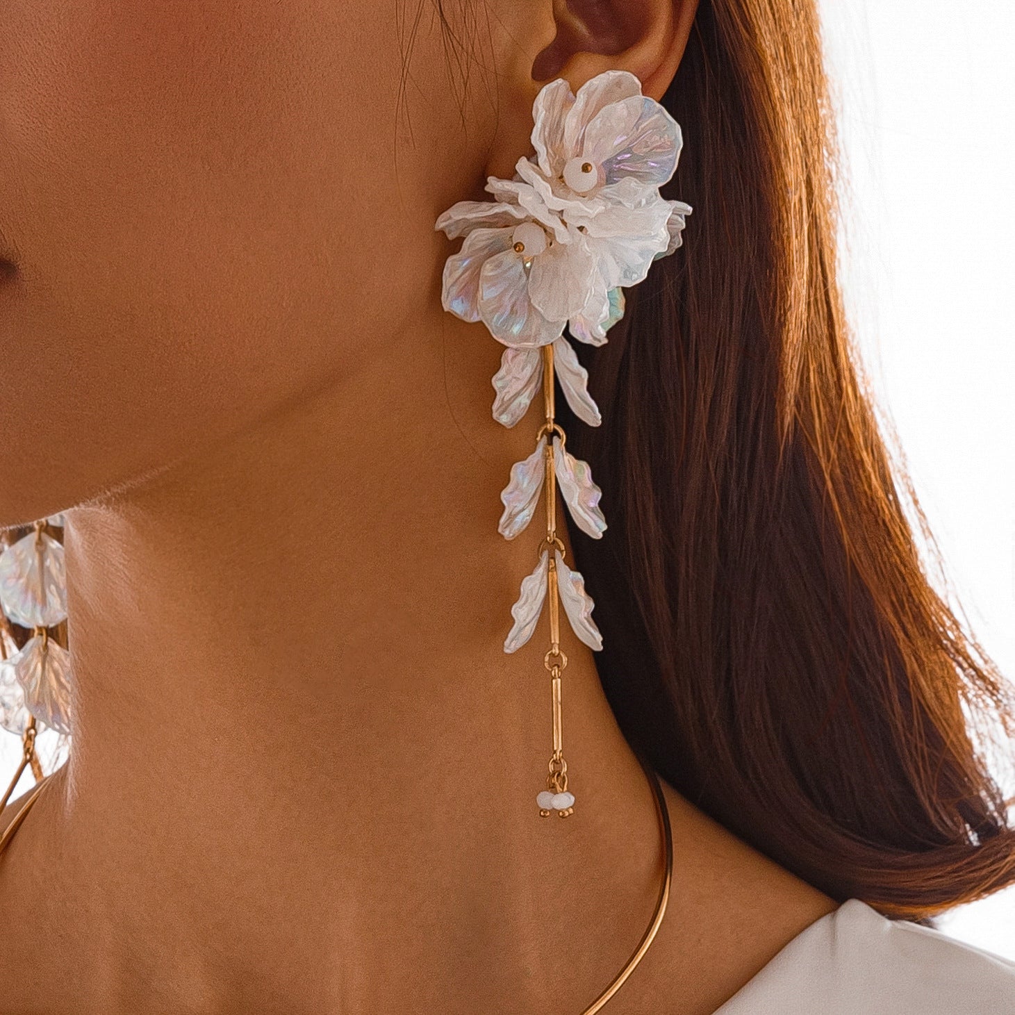 Fashionable Colorful CCB Flower Necklace Sweet and Simple Metallic Clavicle Chain