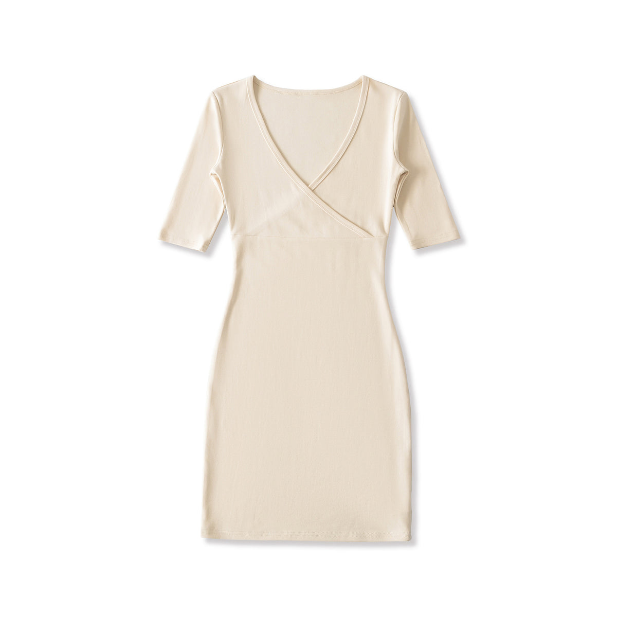 Slim cross V-neck waist cinched dress short skirt