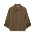 Flip collar rolled edge sleeve pilot jacket