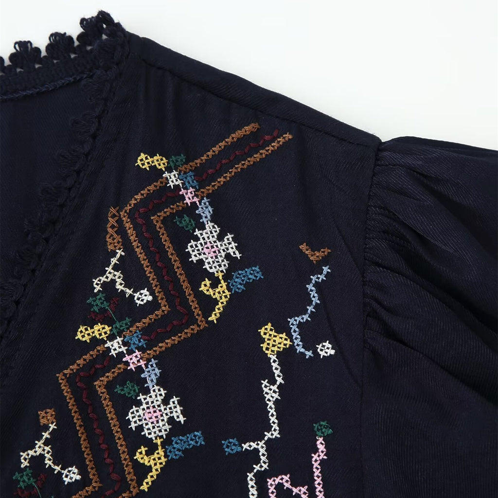 Flower Embroidered Short Top