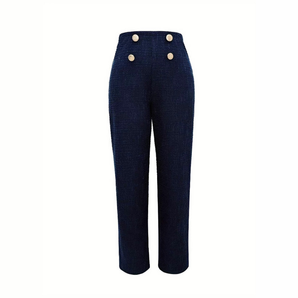 Double breasted knitted straight leg pants