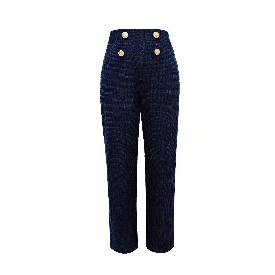 Double breasted knitted straight leg pants