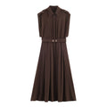 Belt and flute shirt style dress