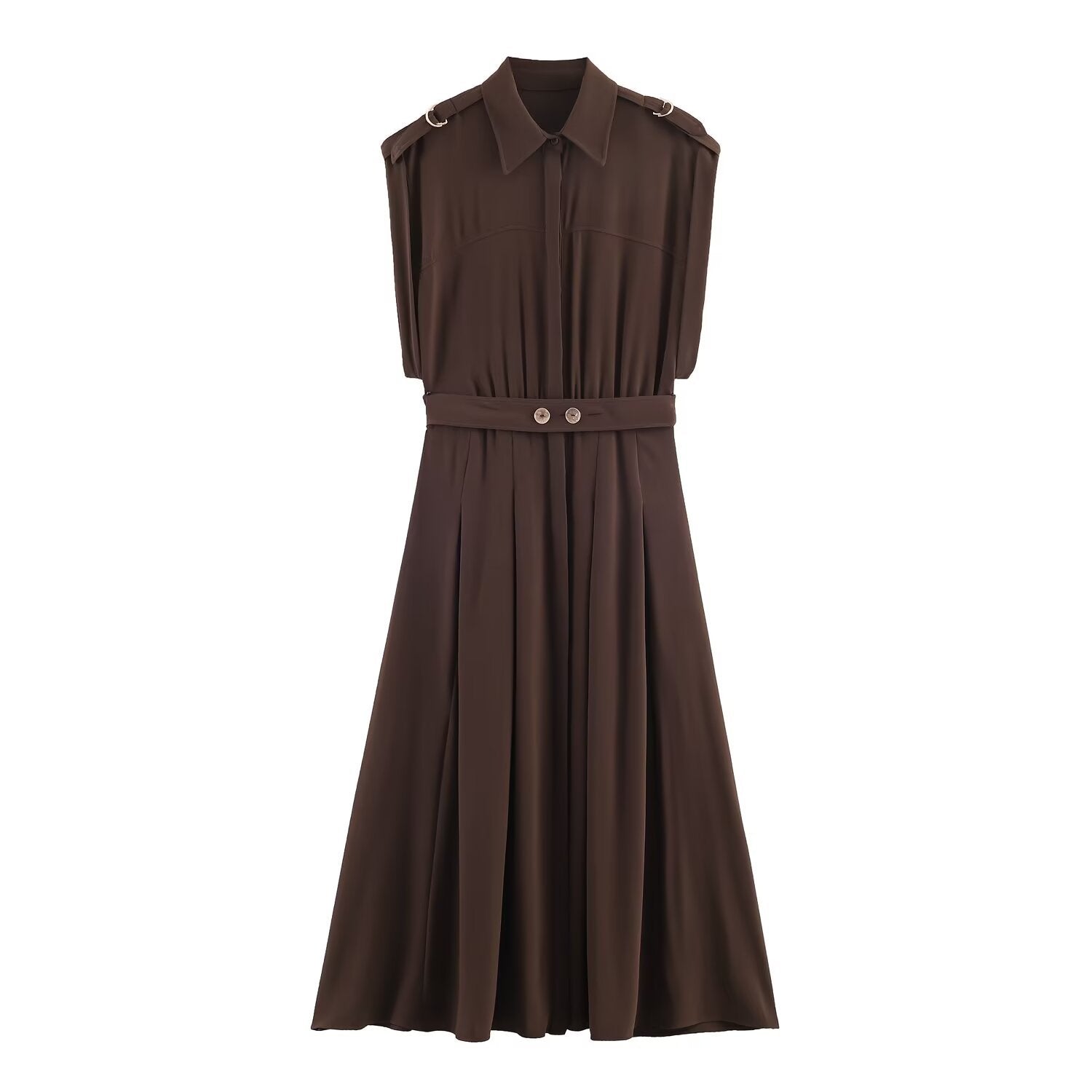 Belt and flute shirt style dress