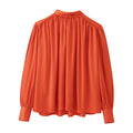 Back lace up silk textured pleated shirt