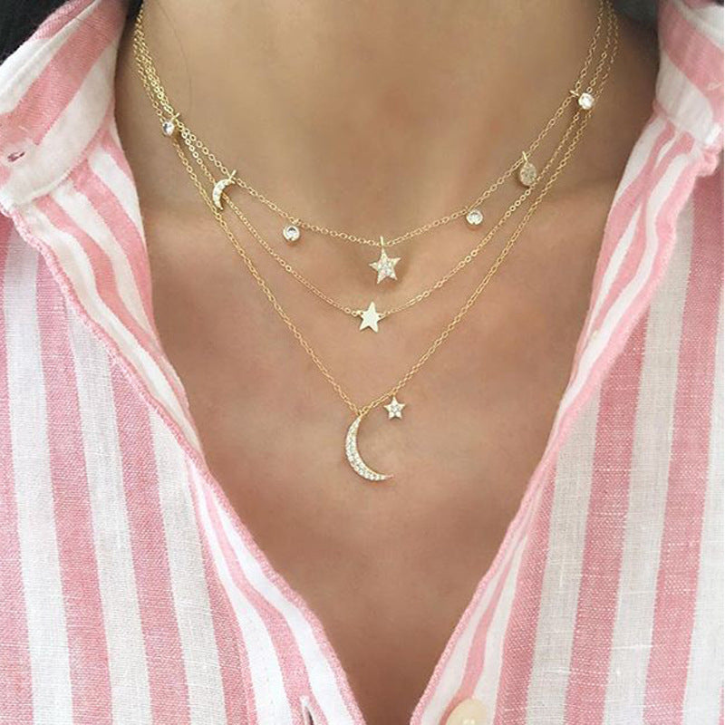 Multilayer Trend Elegant Jewelry Long Snake Chain Crystal St