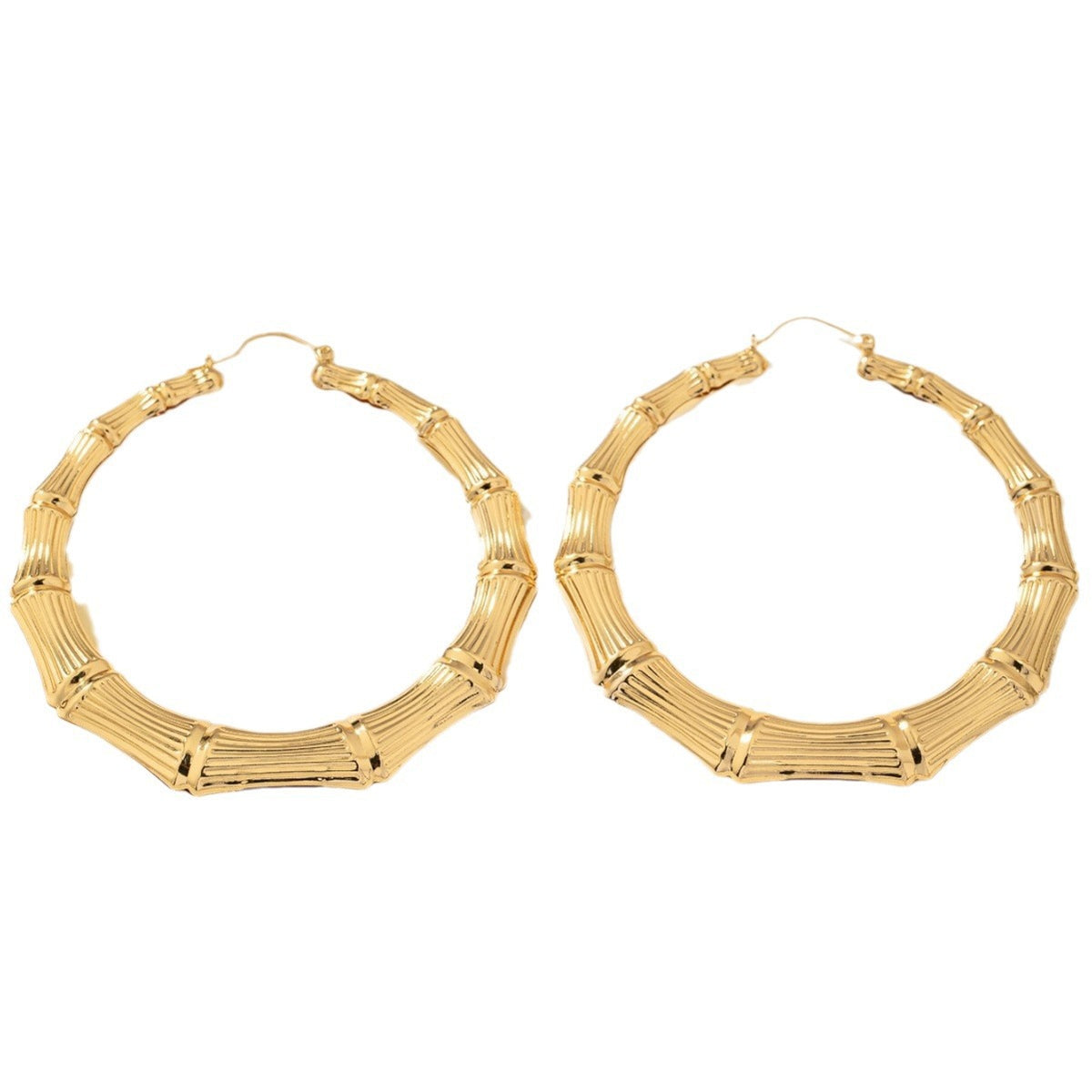 European and American personalized women's earrings, hip-hop circle bamboo knot earrings, exaggerated design, versatile and niche earrings