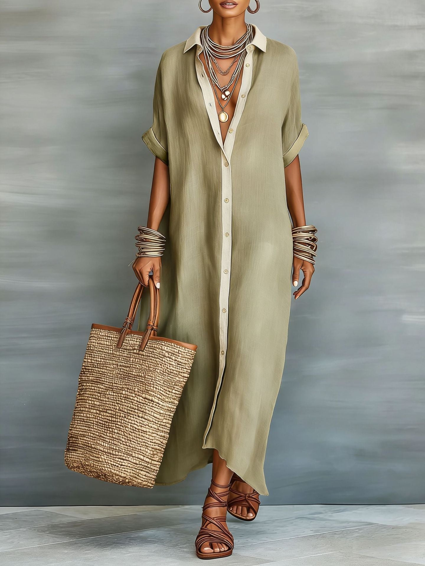 Loose short sleeved shirt skirt