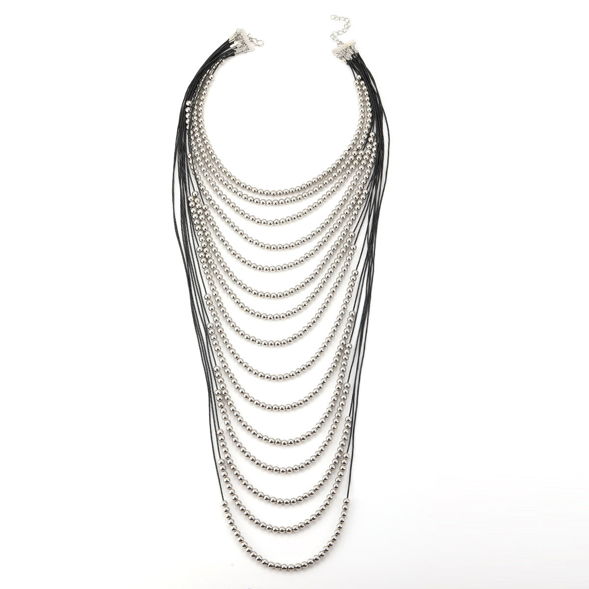 Multi layered gold bead exaggerated women's necklace