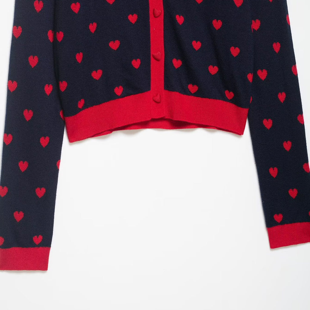 Heart shaped jacquard knitted jacket