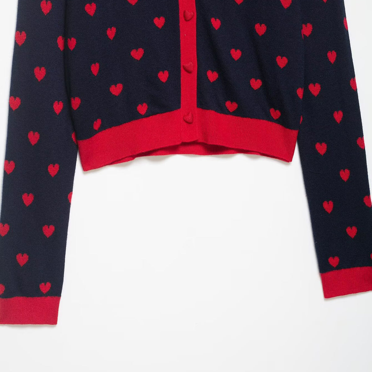 Heart shaped jacquard knitted jacket