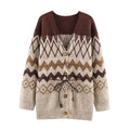 V-neck belt decoration cardigan sweater jacket for women