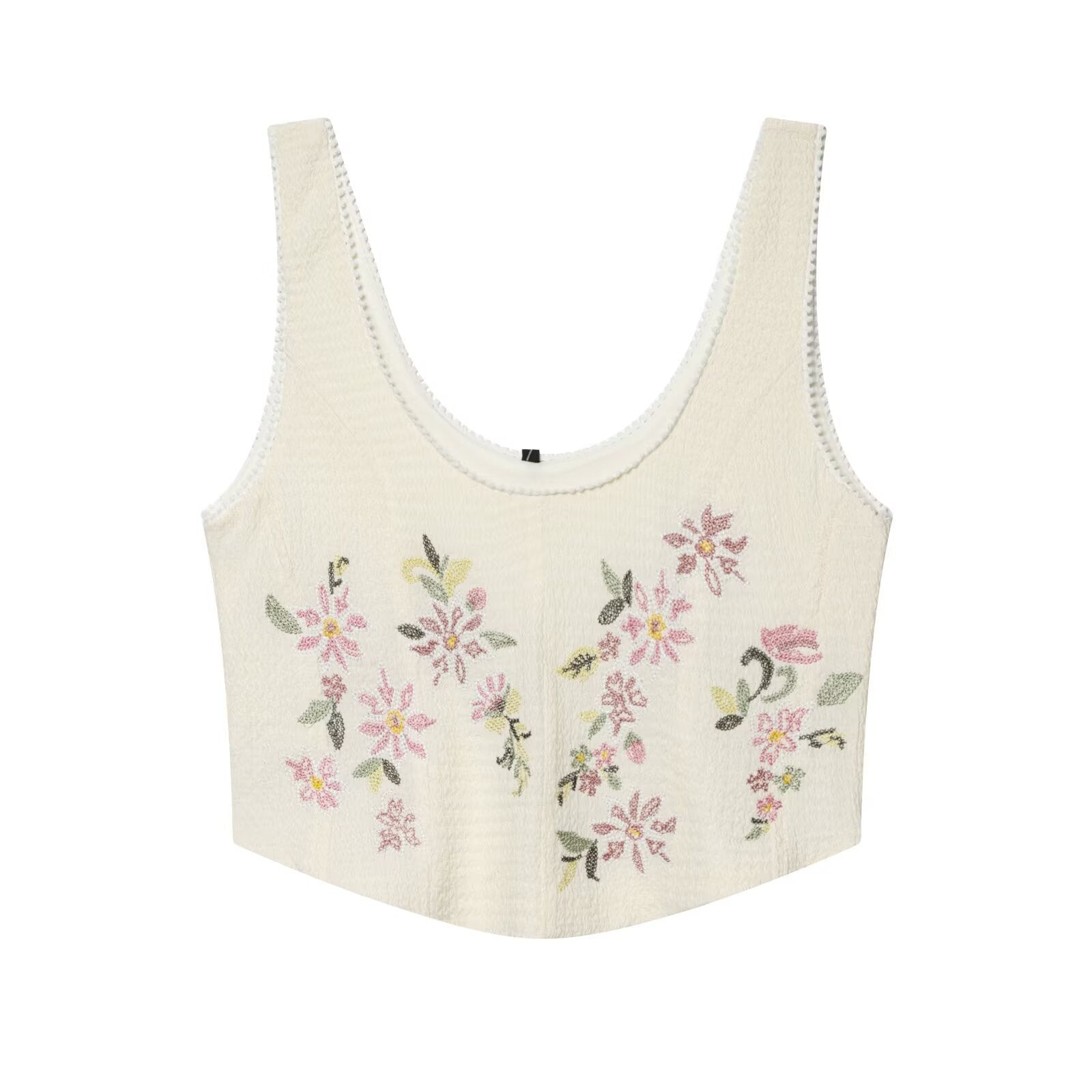 Embroidered texture tight corset style sleeveless top
