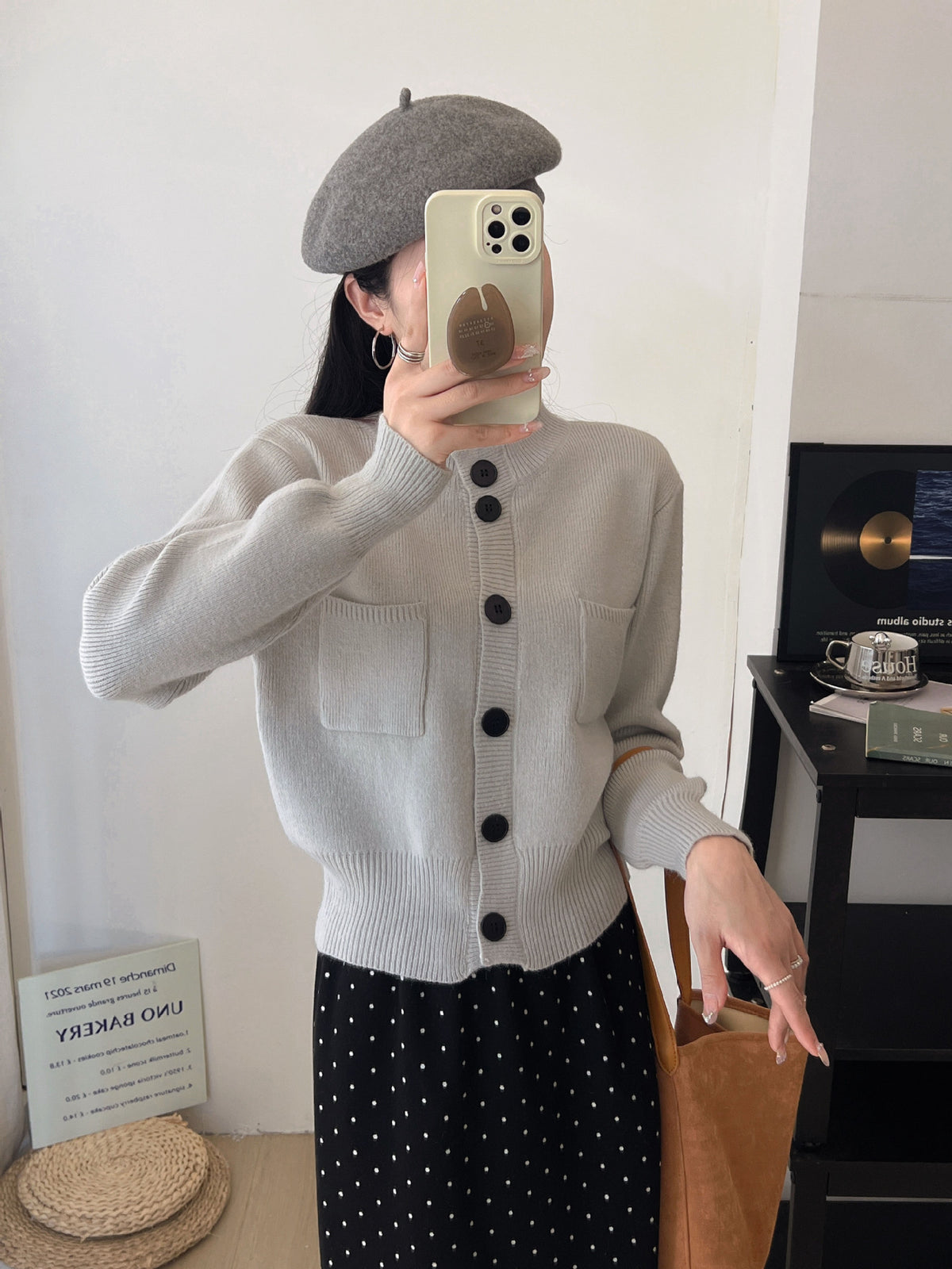 Short Knit Cardigan for Women, Slim Fit, Casual Pocket Sweater Coat