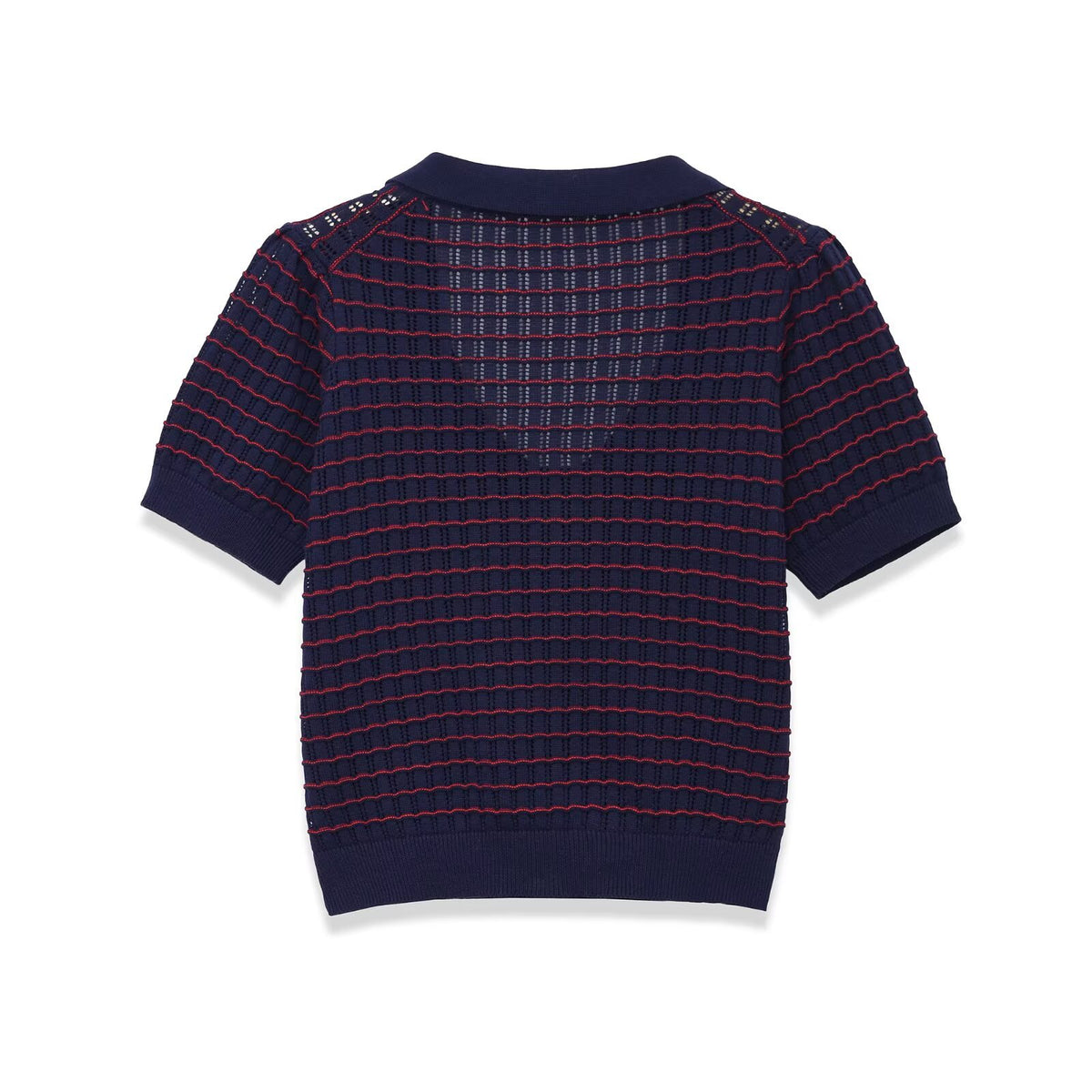 Short sleeved knitted small round collar top