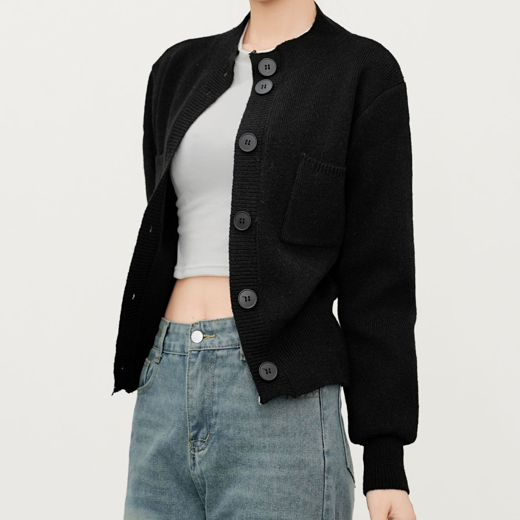 Short Knit Cardigan for Women, Slim Fit, Casual Pocket Sweater Coat