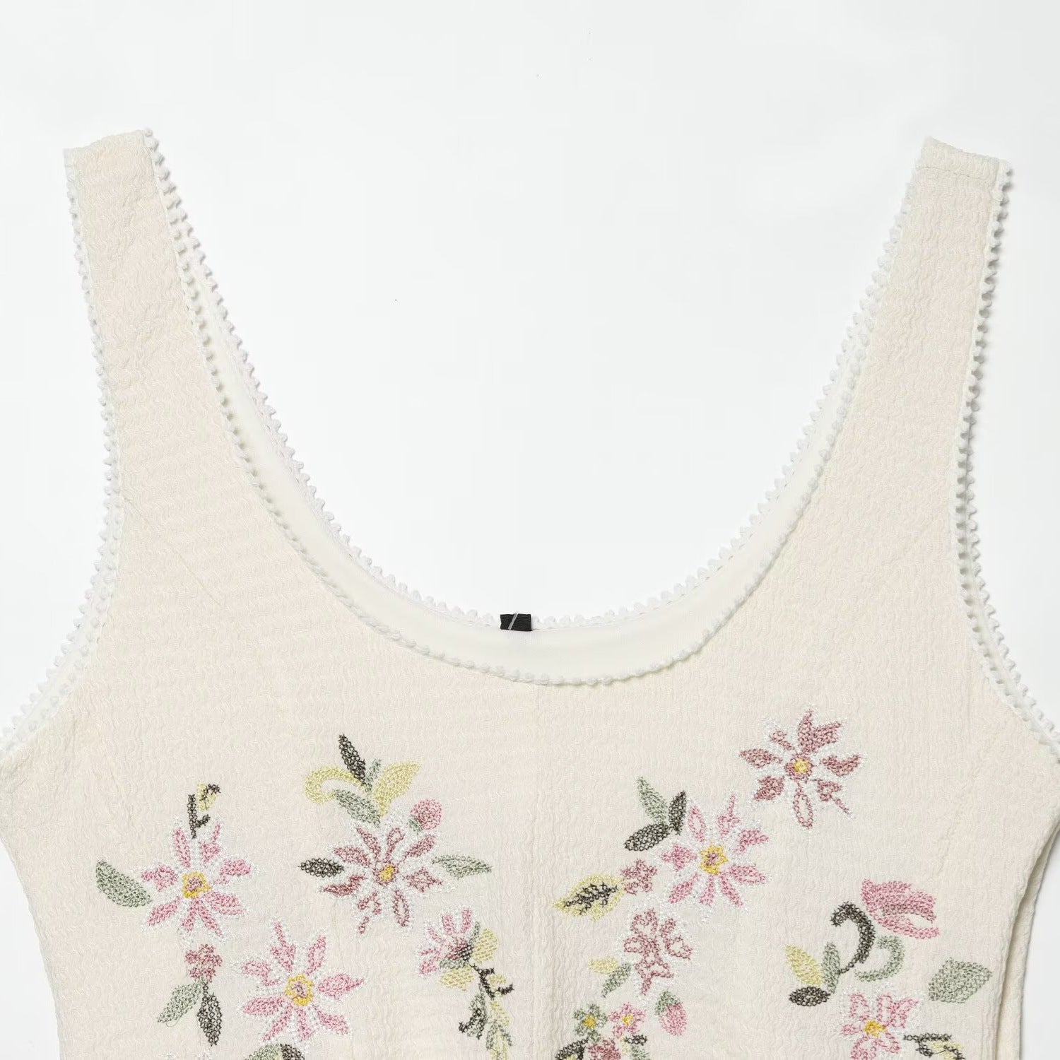 Embroidered texture tight corset style sleeveless top