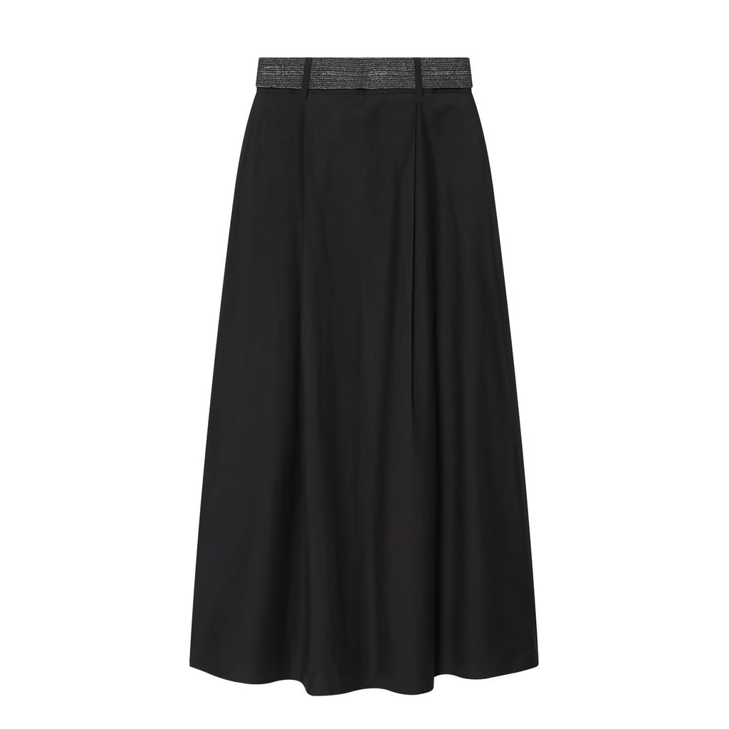 High waisted belt with layered decorative MIDI skirt