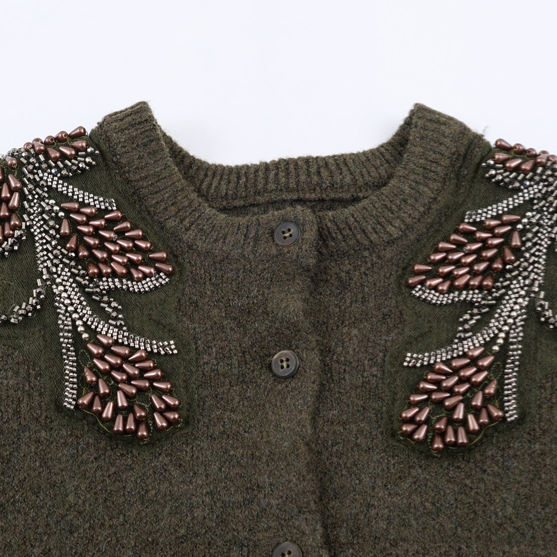 Gentle bead embellished knitted cardigan jacket