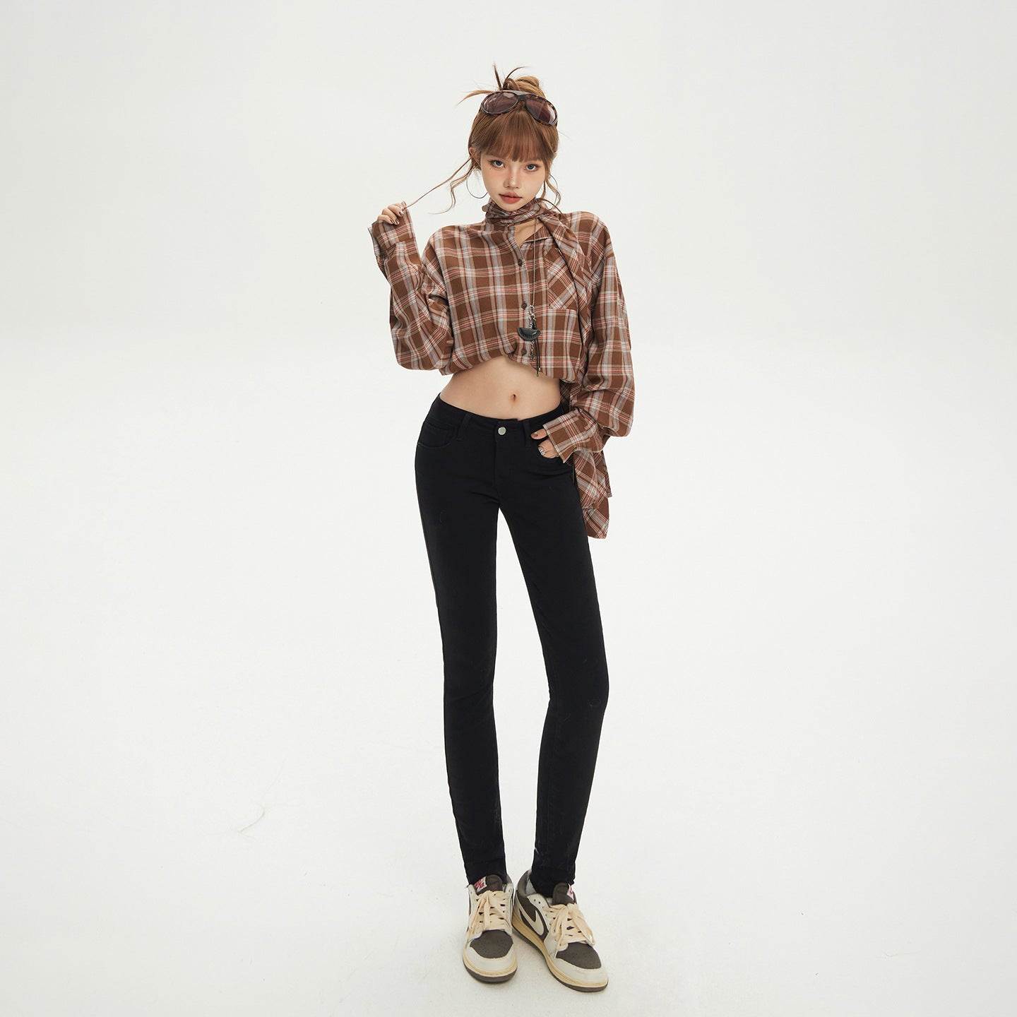 Dark Gray Jeans Low Waist Slim Fit Tight Skinny Pencil Pants