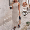 Striped neck and hip hugging long skirt