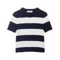 Minimally striped eight strand knitted sweater