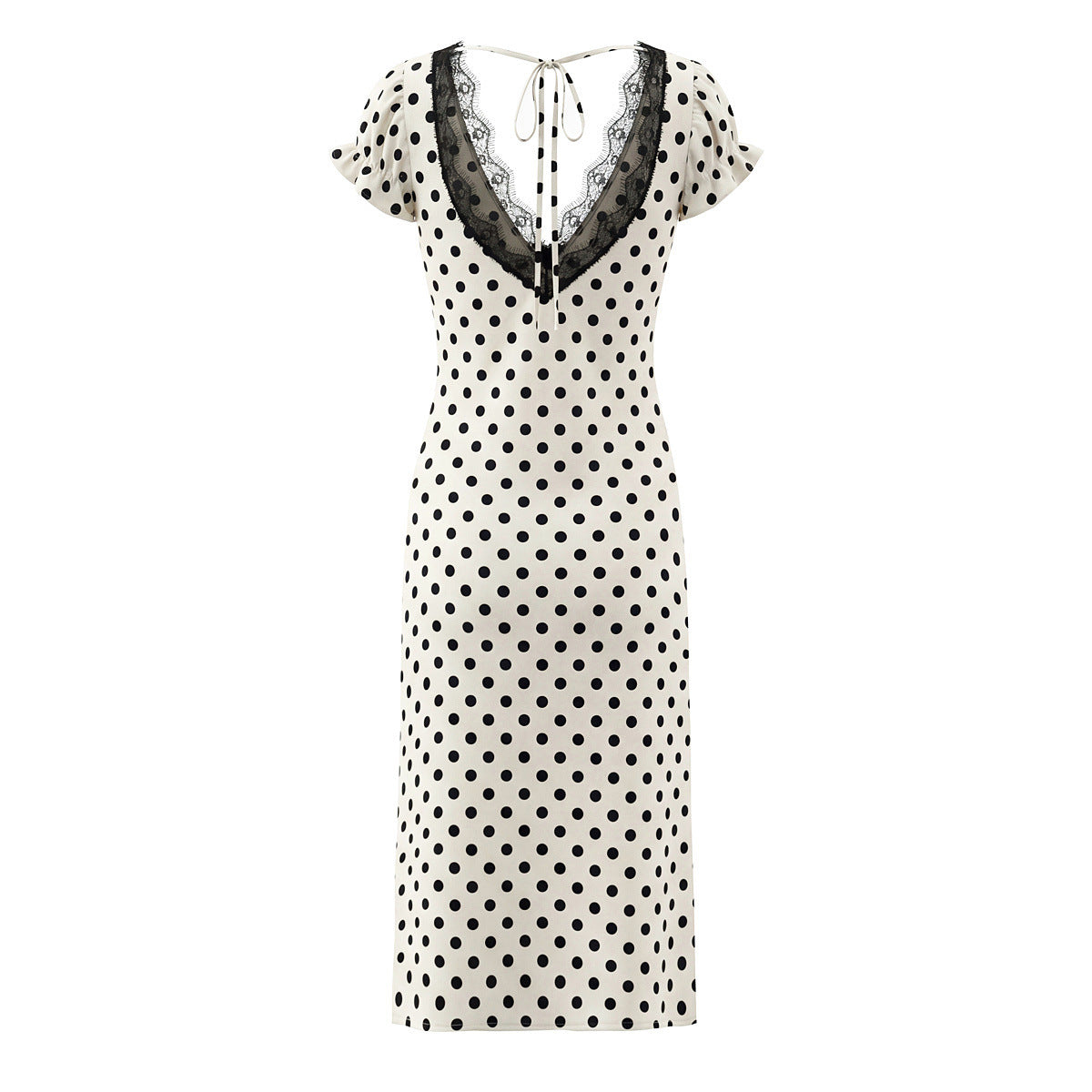 Casual versatile lace polka dot dress