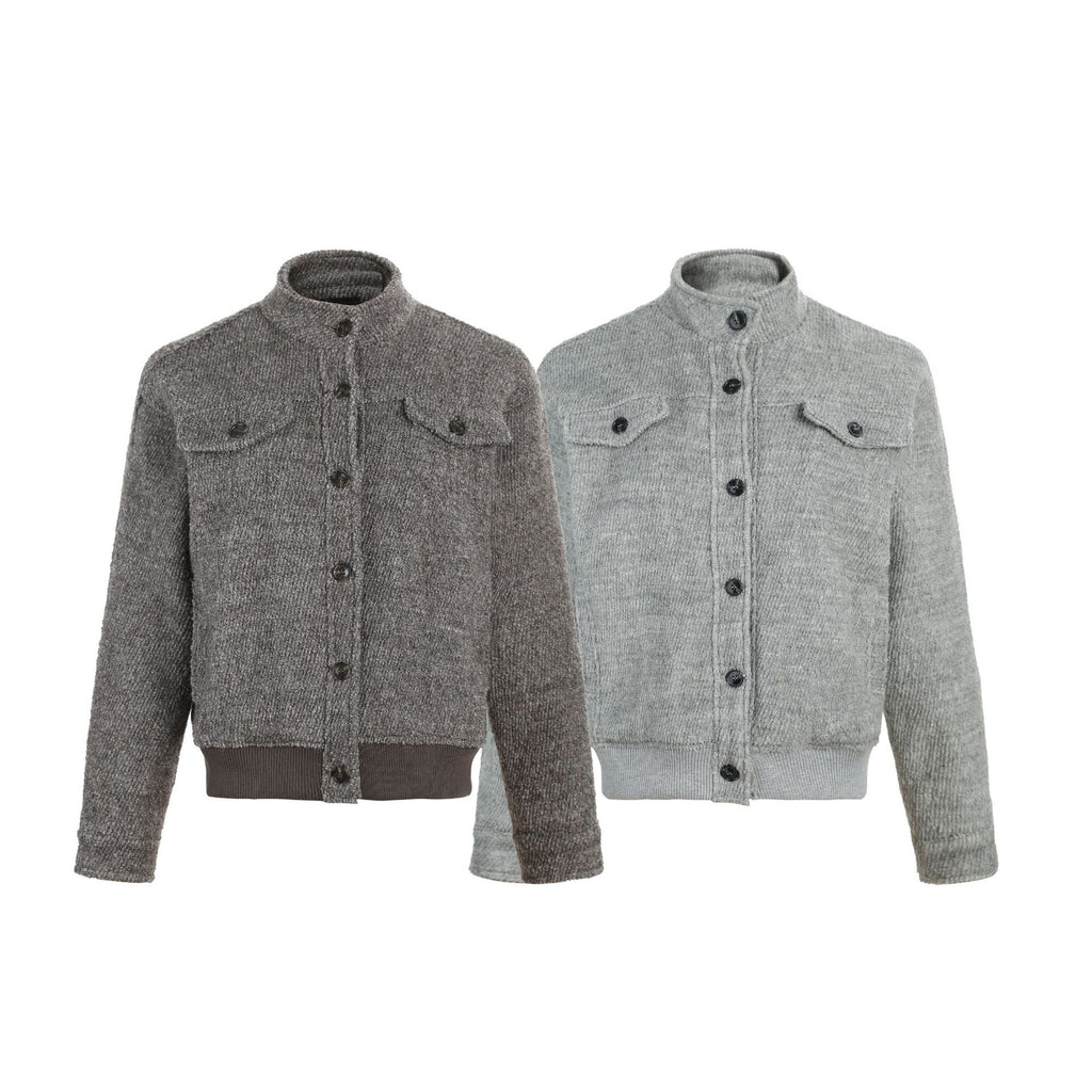 Retro stand up collar cardigan jacket for women