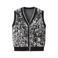 Vintage V-neck Jacquard Knitted Vest