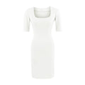 Curved Feminine Knitted Mid-Sleeve Mini Dress for Women Sexy Sheath Dress