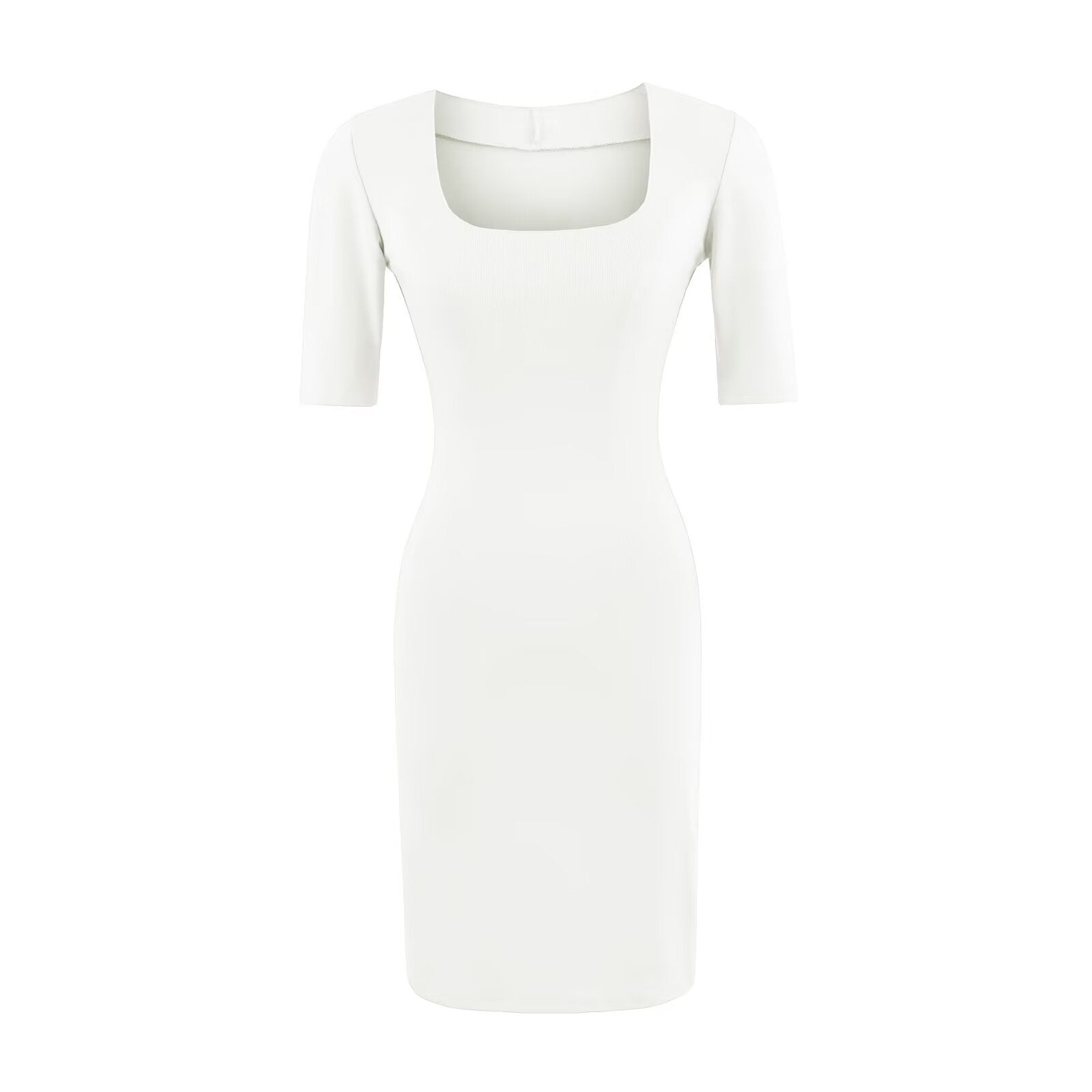 Curved Feminine Knitted Mid-Sleeve Mini Dress for Women Sexy Sheath Dress