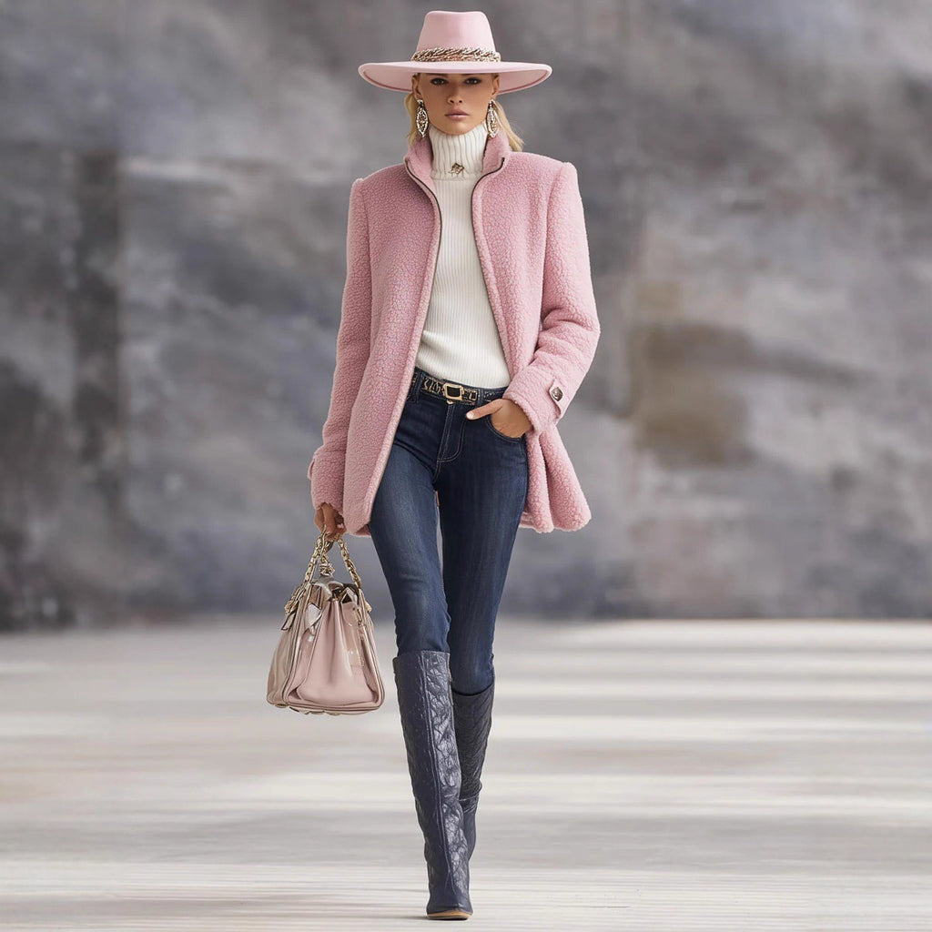 Fashionable Casual Fleece Zip-Up Jacket for Men and Women
