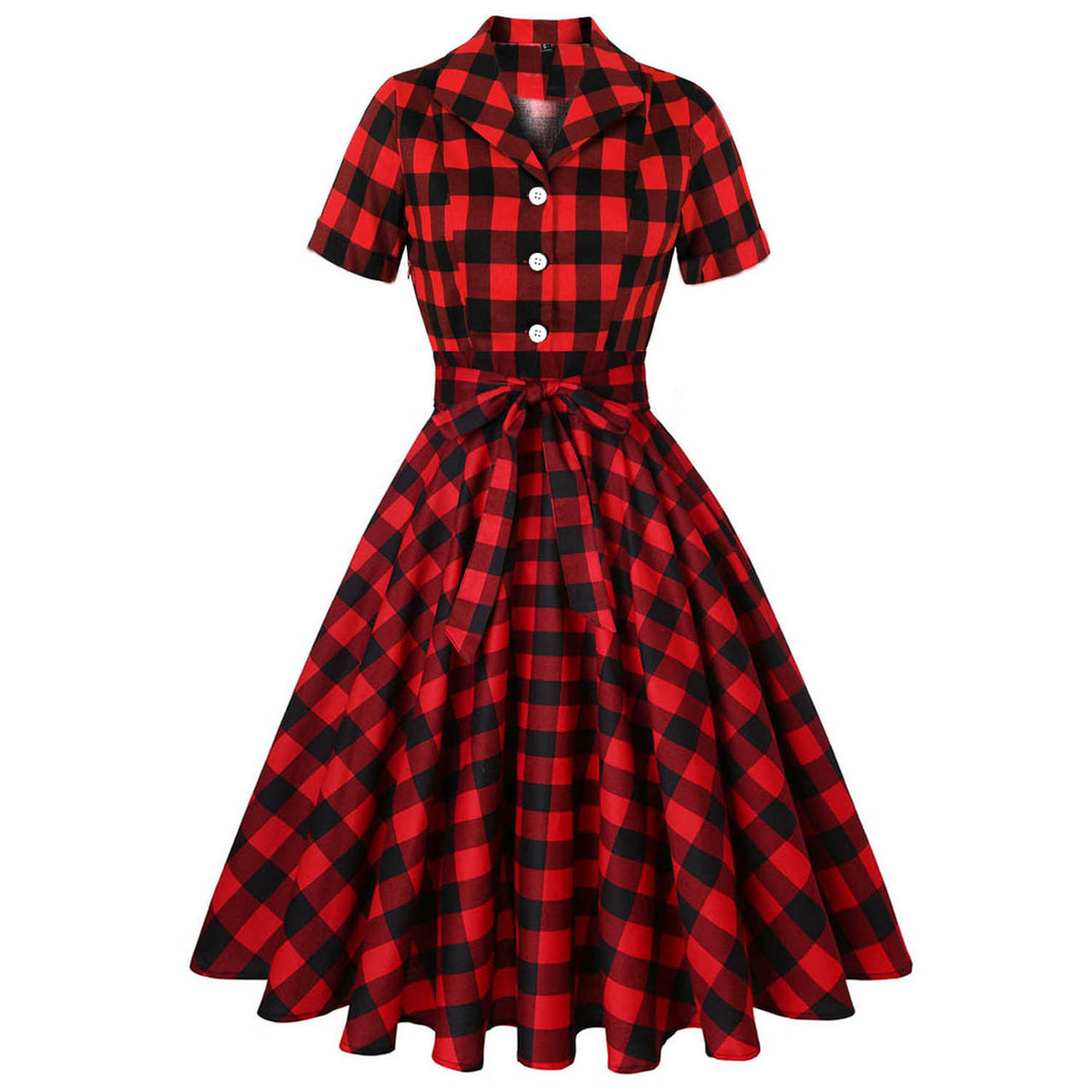 vintage Hepburn-style, turn-down collar, open front, short sleeve, fresh print, tie waist, flared dress, cotton with belt, literary and artistic
