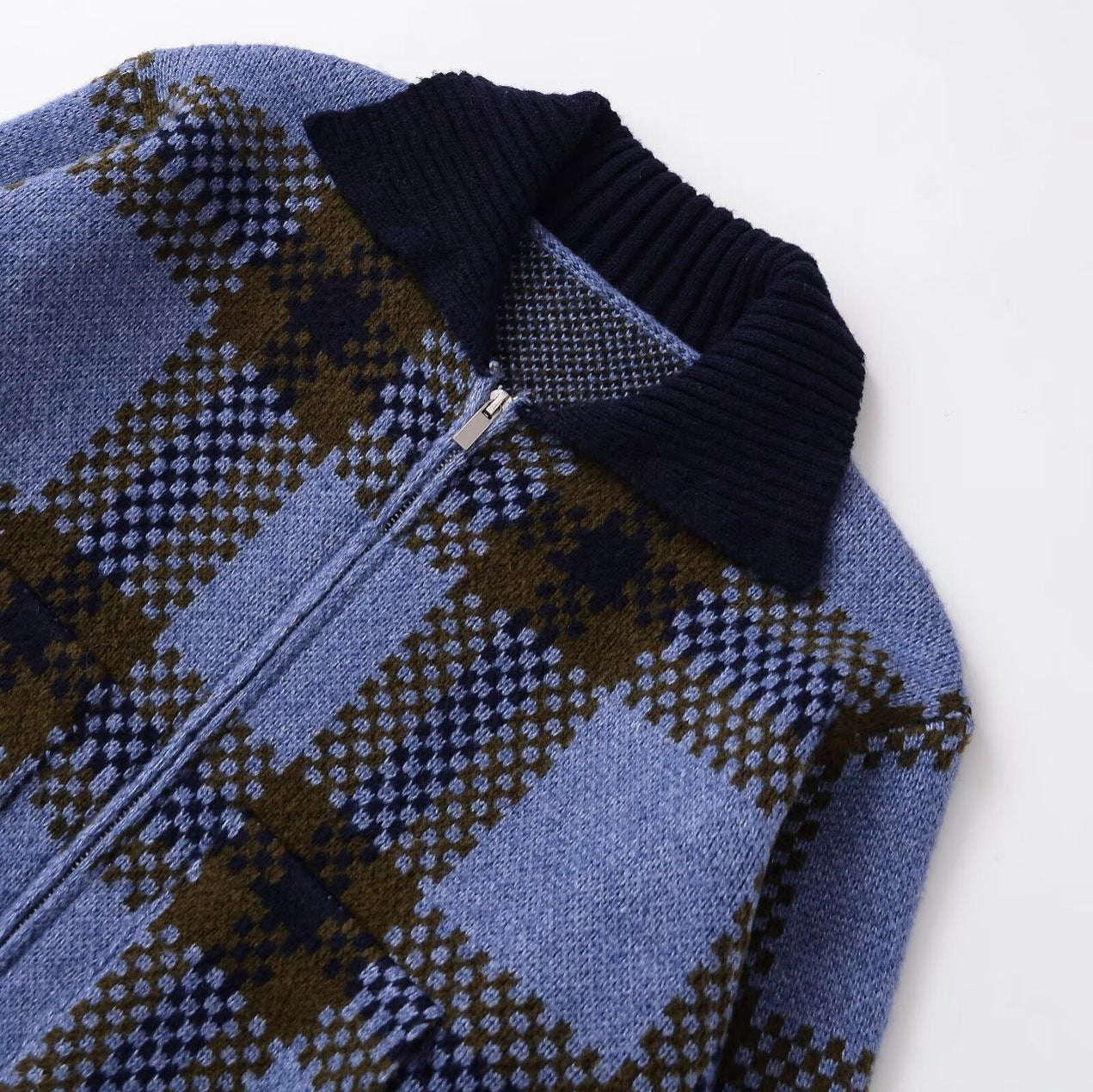 Casual plaid knitted jacket for women