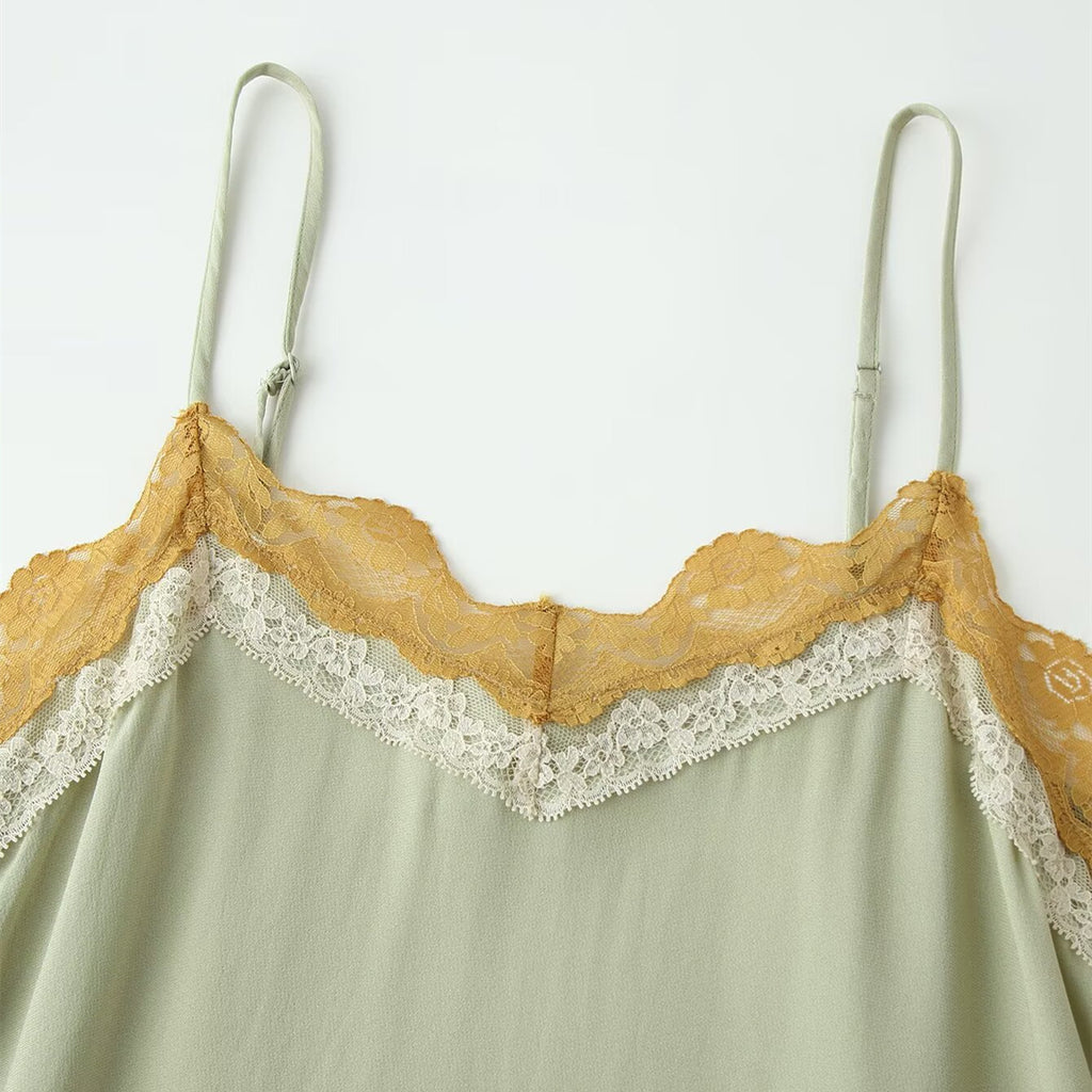 Hot girl lace patchwork camisole top