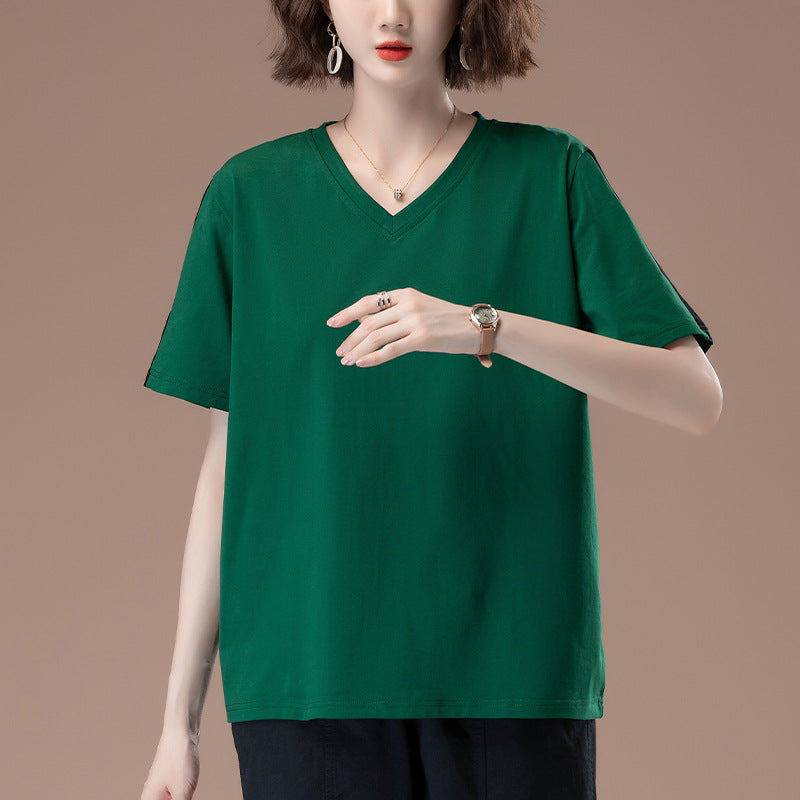 V-neck short sleeved T-shirt for women