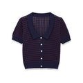 Short sleeved knitted small round collar top