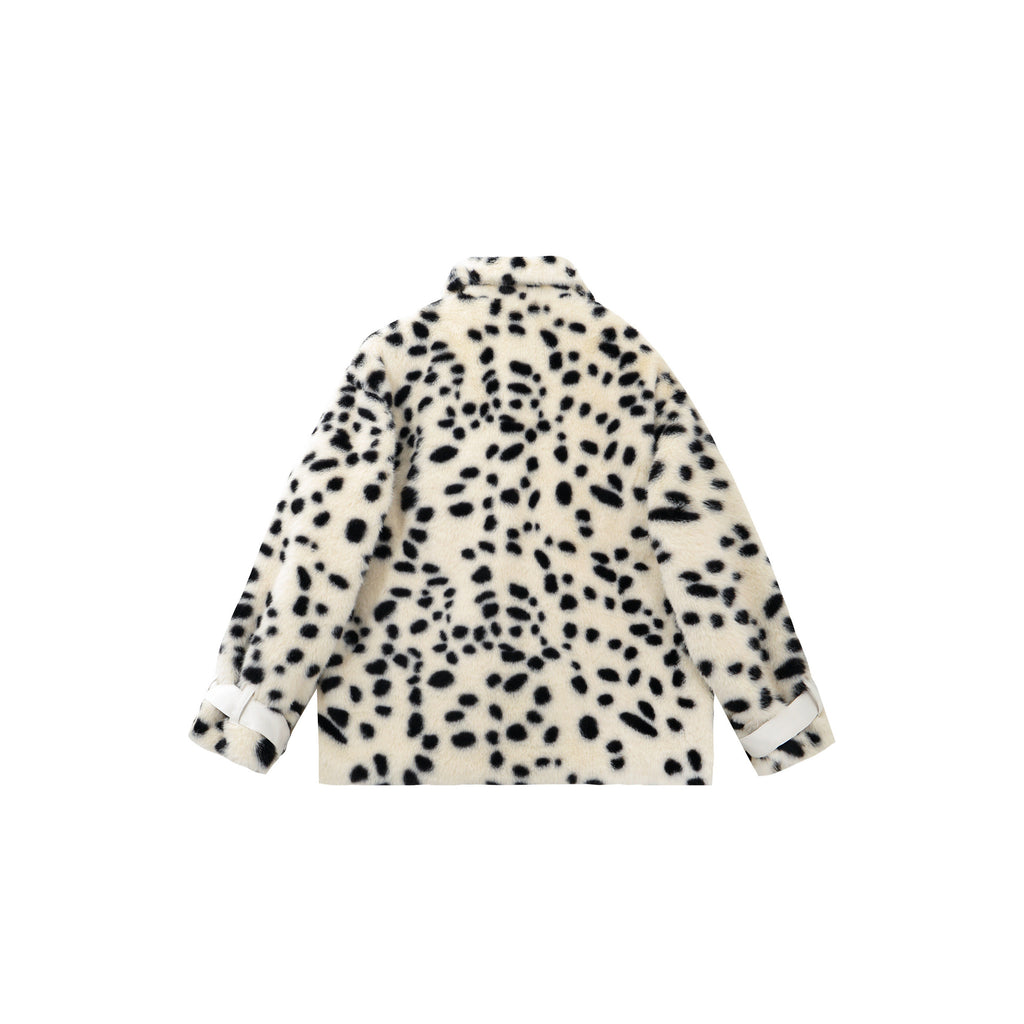 Leopard print lamb wool cotton jacket for women