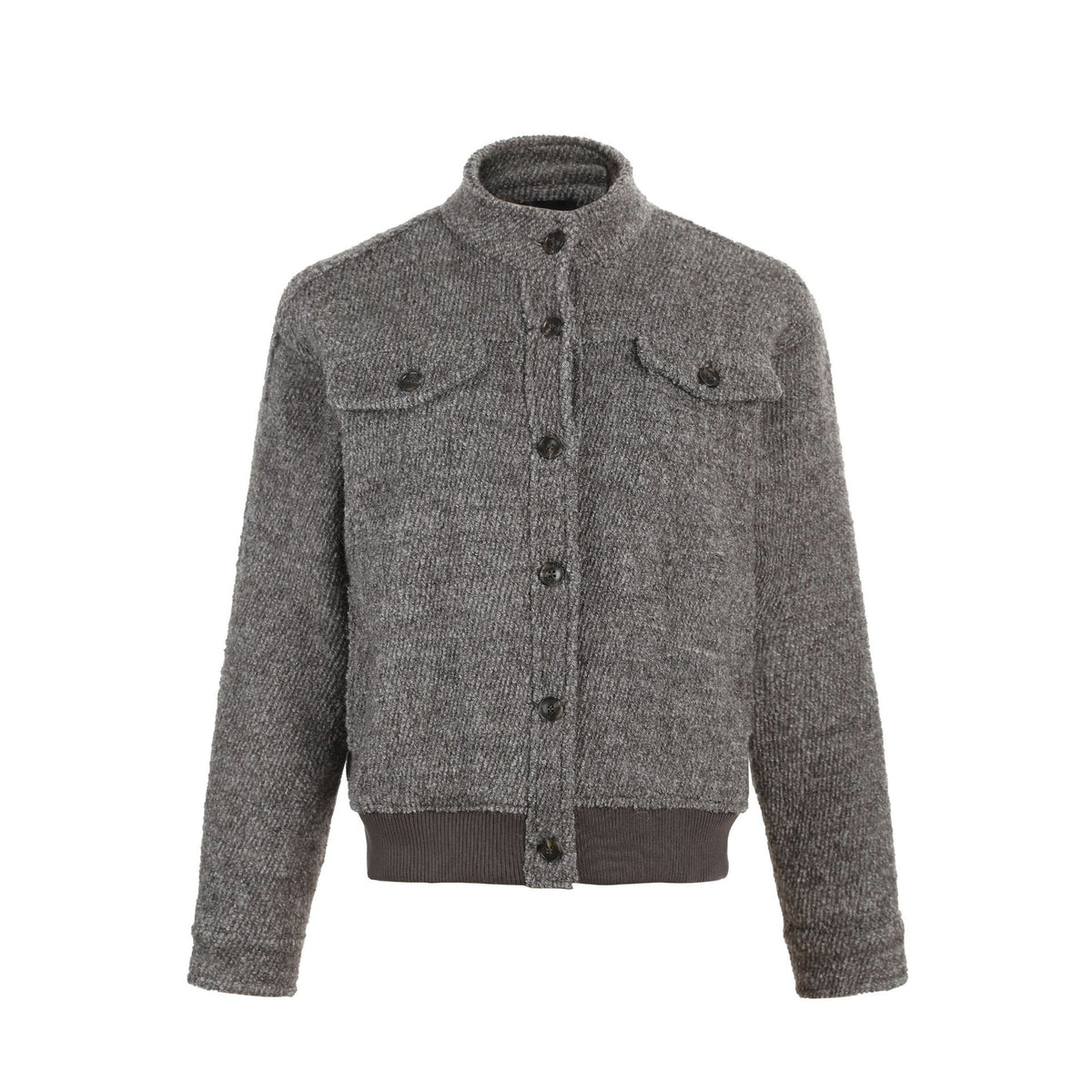 Retro stand up collar cardigan jacket for women