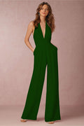 Summer New Casual Jumpsuit Sexy Sleeveless Halter Neck Jumpsuit