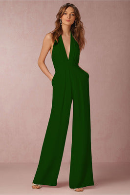 Summer New Casual Jumpsuit Sexy Sleeveless Halter Neck Jumpsuit