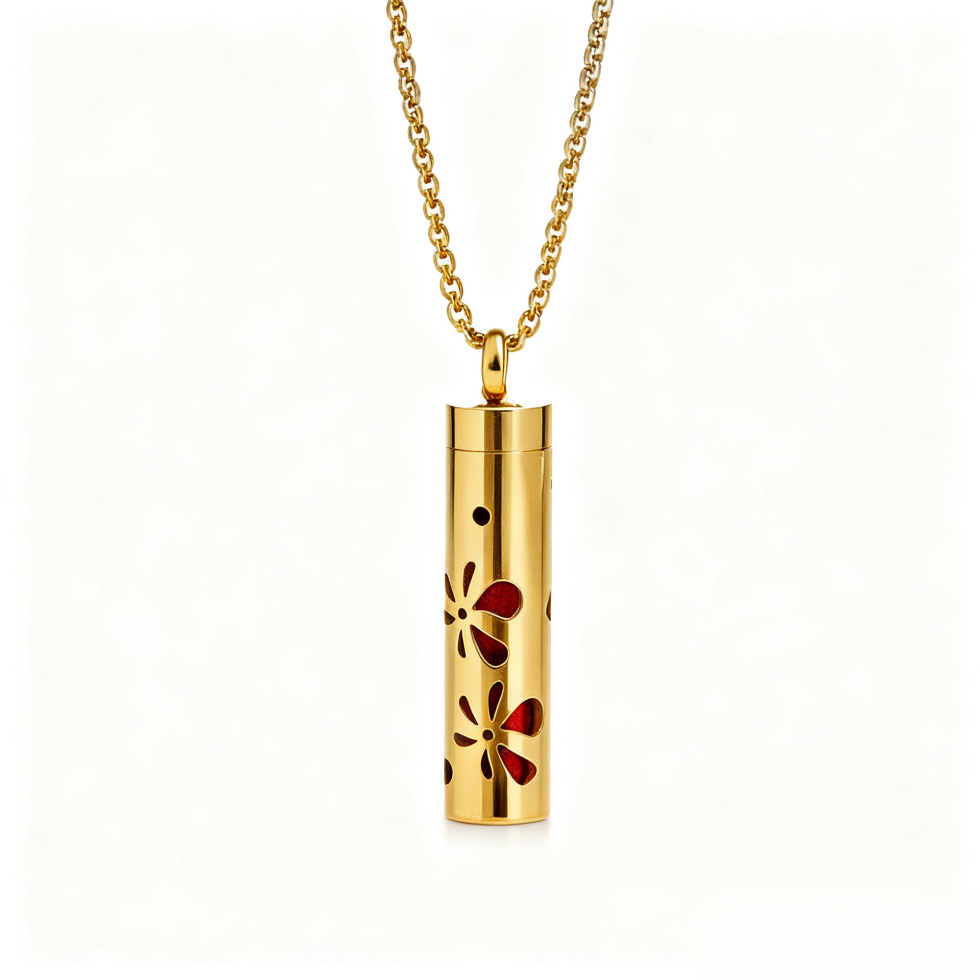Cylindrical Heart-shaped Diffuser Pendant Necklace with Essential Oil, Stainless Steel Necklace for Men and Women, Titanium Steel Pendant