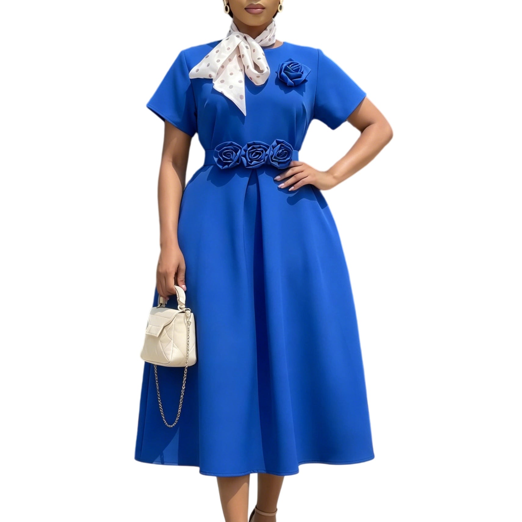 Round neck short sleeved dress
