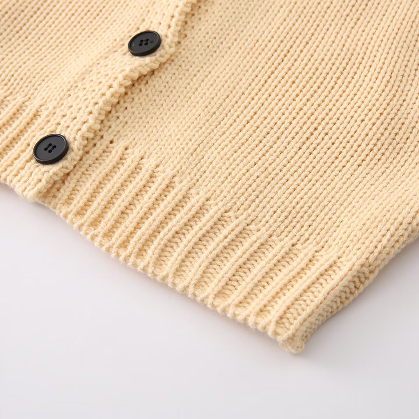 Round neck bubble sleeve knitted jacket