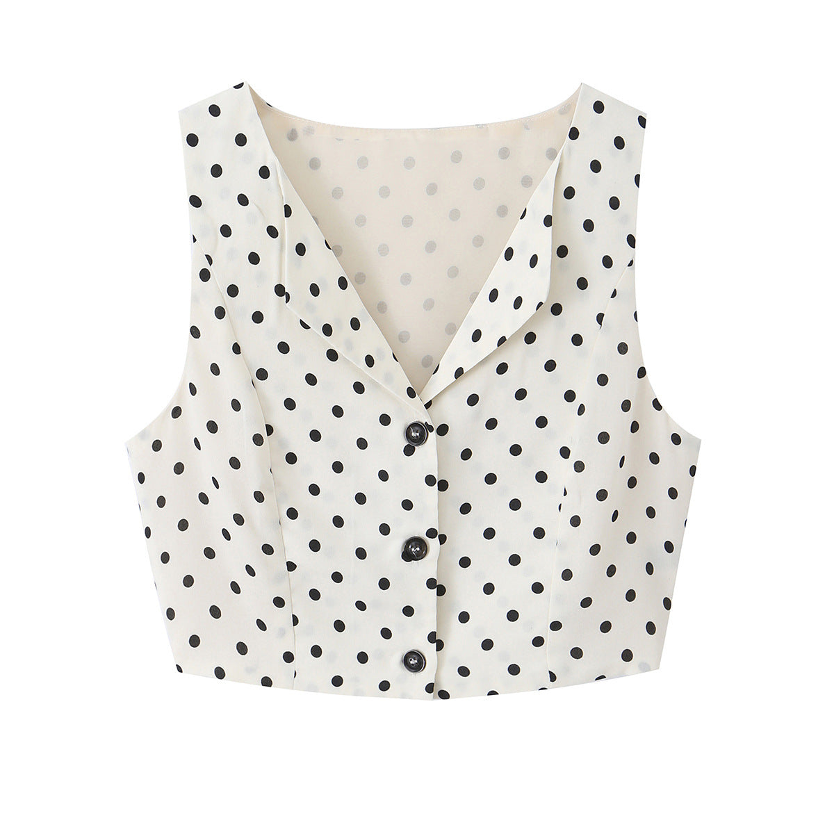 Chic Polka Dot Blouse Vest and A-Line Skirt Set for Women  Sleeveless Top with High-End Feel