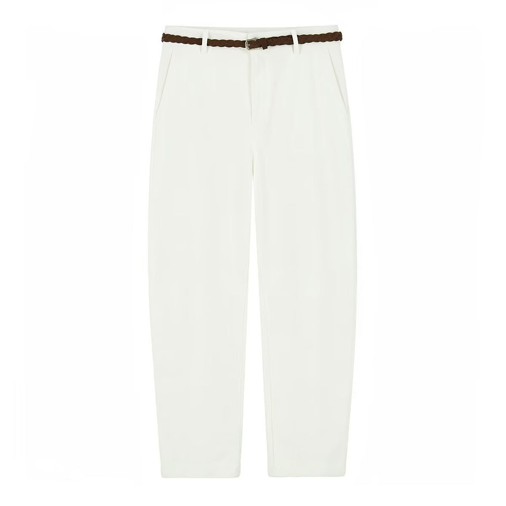 Street woven waistband casual straight leg pants