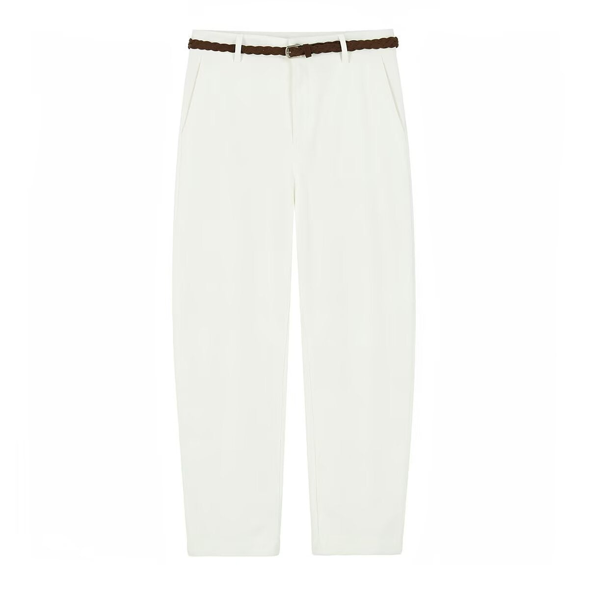 Street woven waistband casual straight leg pants