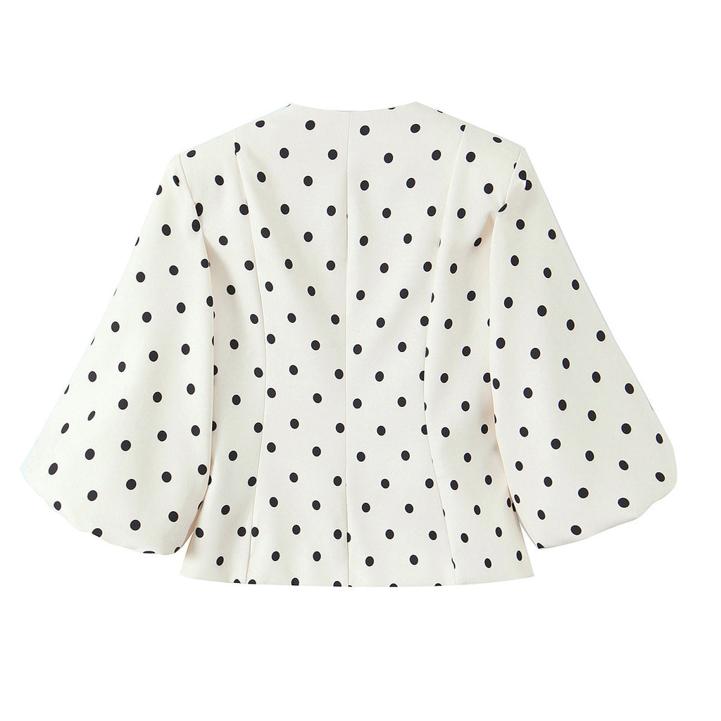 Style Women's Single-Button Polka Dot Irregular Button Coat