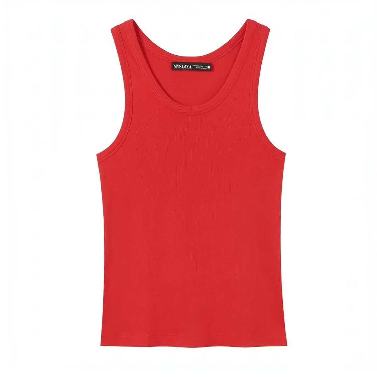Summer sleeveless round neck ribbed top